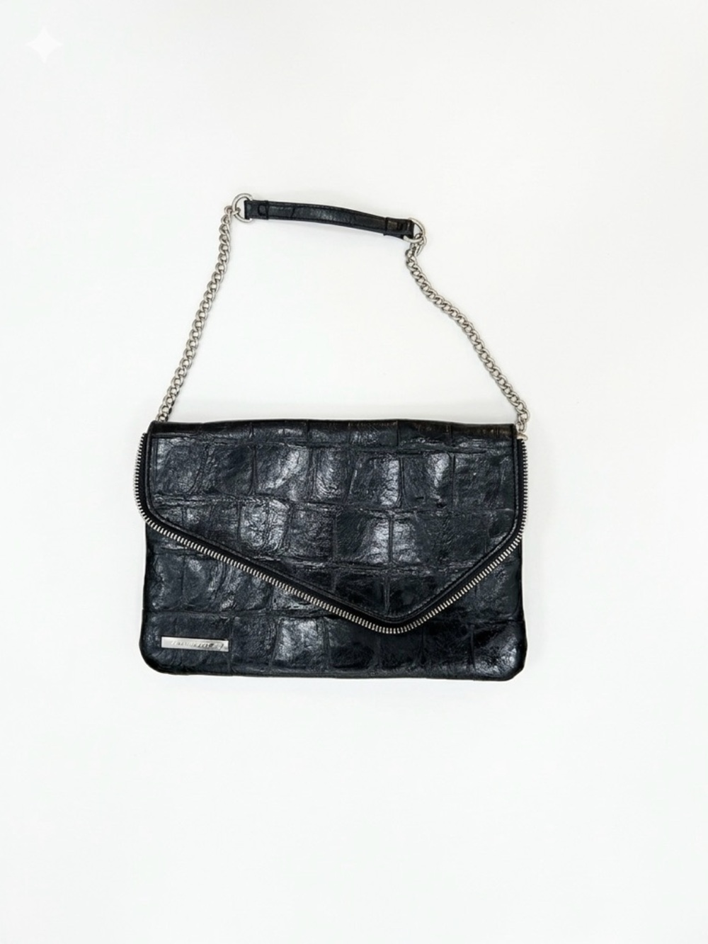 Nine West Black Crocodile-Embossed Chain Shoulder Bag